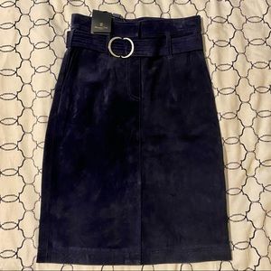 Massimo Dutti | Navy Blue Suede Pencil Skirt